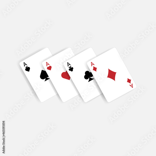 Obraz na płótnie Set of four aces, vector playing cards, casino gambling w salonie