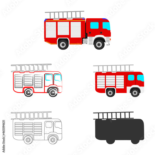 5 different images of a fire engine