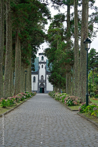 alley to a small chapel on the azores photo