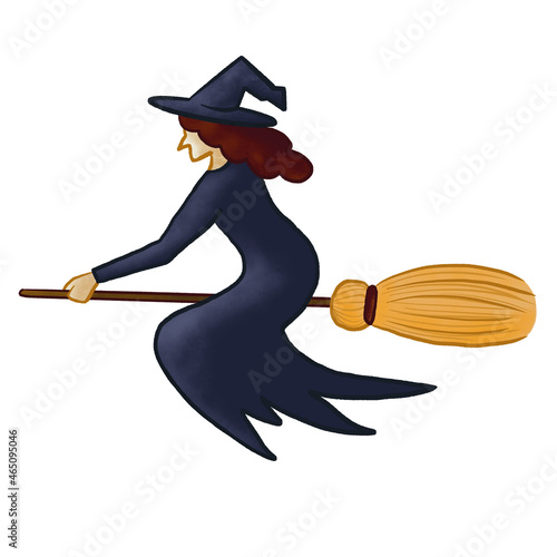 Flying witch on a broom (ID: 465095046)