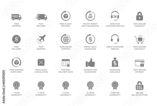E-commerce, online shopping line icons set. Modern graphic design concepts, simple outline elements collection.