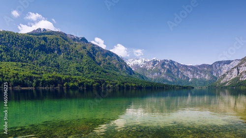 Fototapeta Naklejka Na Ścianę i Meble -  Lake Bohinj in Slovenia, beauty in nature. Colorful summer on the Bohinj lake in Triglav national park Slovenia, Alps, Europe. Mountain Lake bohinj in Julian Alps, Slovenia