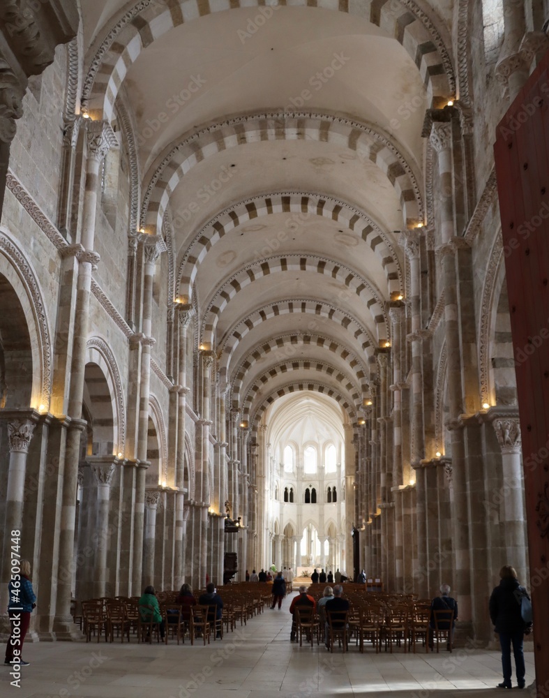 interior of the cathedral of Vezelay in France 