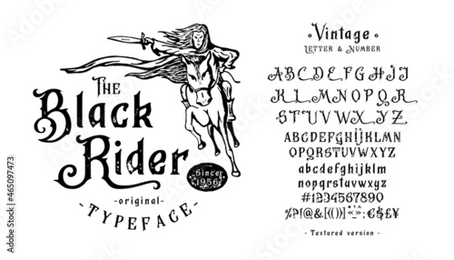 Font Black Rider. Vintage design. Vector Label.