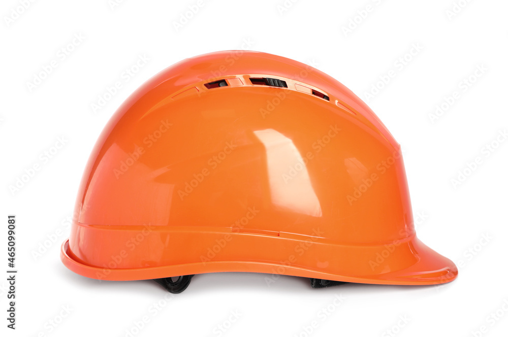 Orange hard hat isolated on white. Safety equipment Orange hard hat isolated on white. Safety equipment