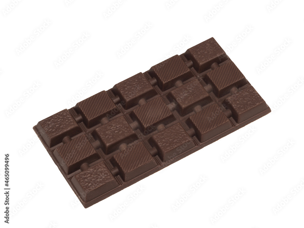 One dark chocolate bar on white background One dark chocolate bar on white background