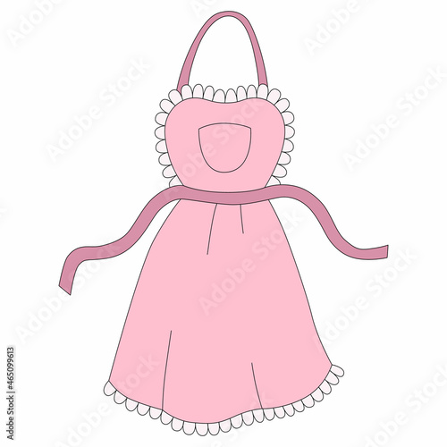 Pink apron in cartoon style. Vector illustration isolated on white background