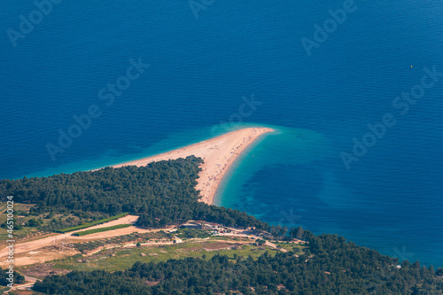 Zlatni Rat (Golden Cape or Golden Horn) famous turquoise beach in Bol town on Brac island, Dalmatia, Croatia. Zlatni Rat sandy beach at Bol on Brac island of Croatia in summertime.