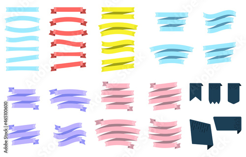 Colorful Set of ribbon banners. Modern and flat style with white highlights.