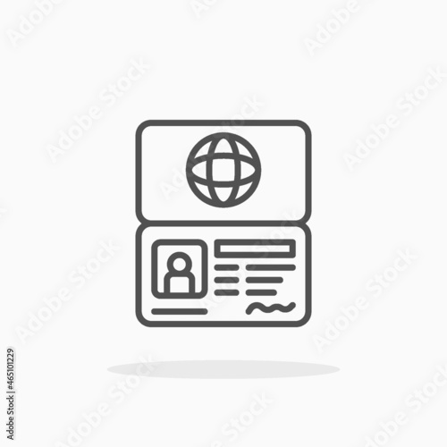 Passport icon. Editable Stroke and pixel perfect. Outline style. Vector illustration. Enjoy this icon for your project.