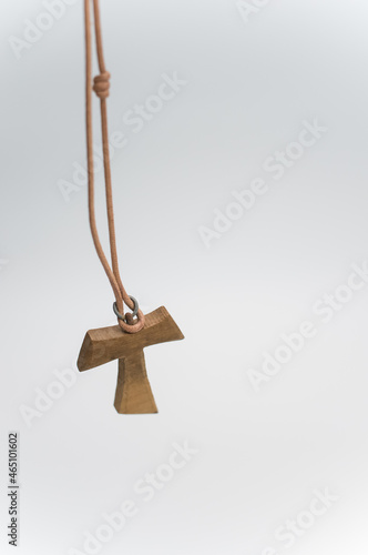 wooden tau cross pendant - Greek letter tau