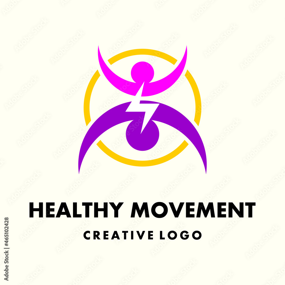 Gymnastic Logo, gymnastics logo template, gym. logo for a healthy gymnastics group or community. 2 person shape icon and power icon in a circle Gymnastic Logo, gymnastics logo template, gym. logo for a healthy gymnastics group or community. 2 person shape icon and power icon in a circle