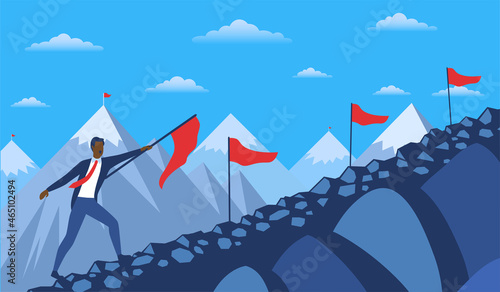 Man climbs mountain