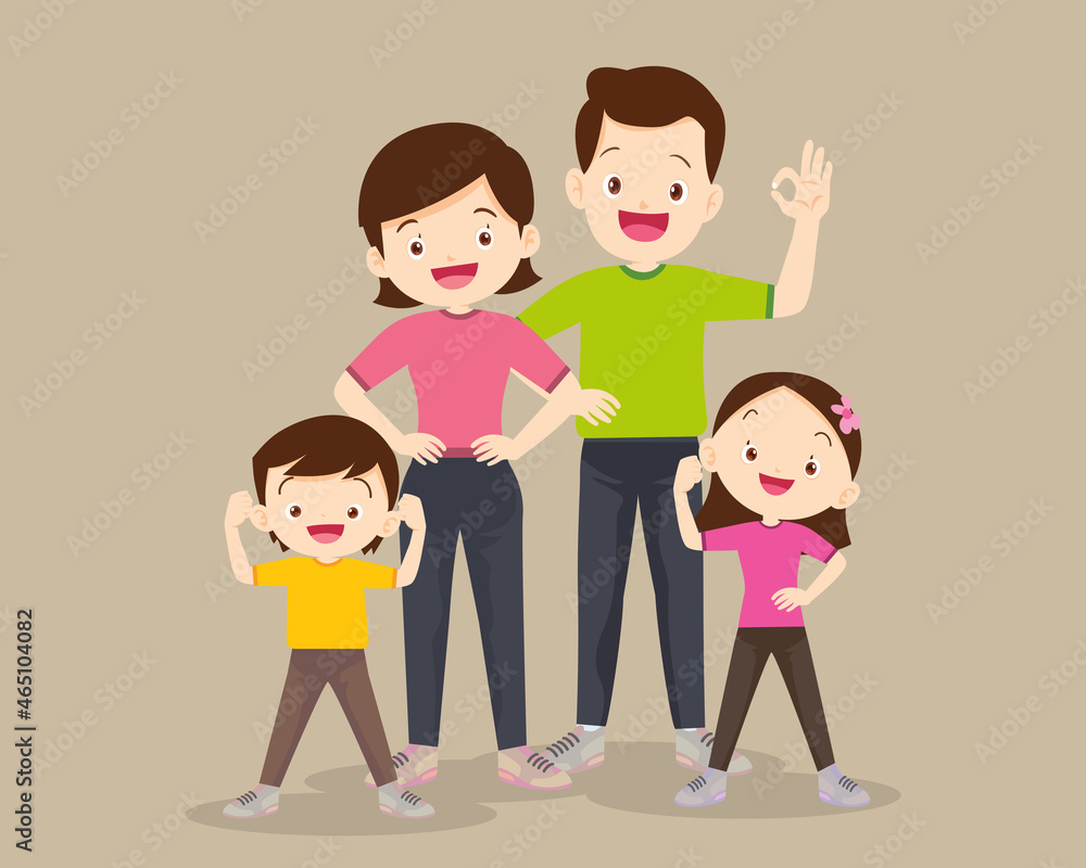 Strong family Exercise together Healthy family concept Strong family Exercise together Healthy family concept
