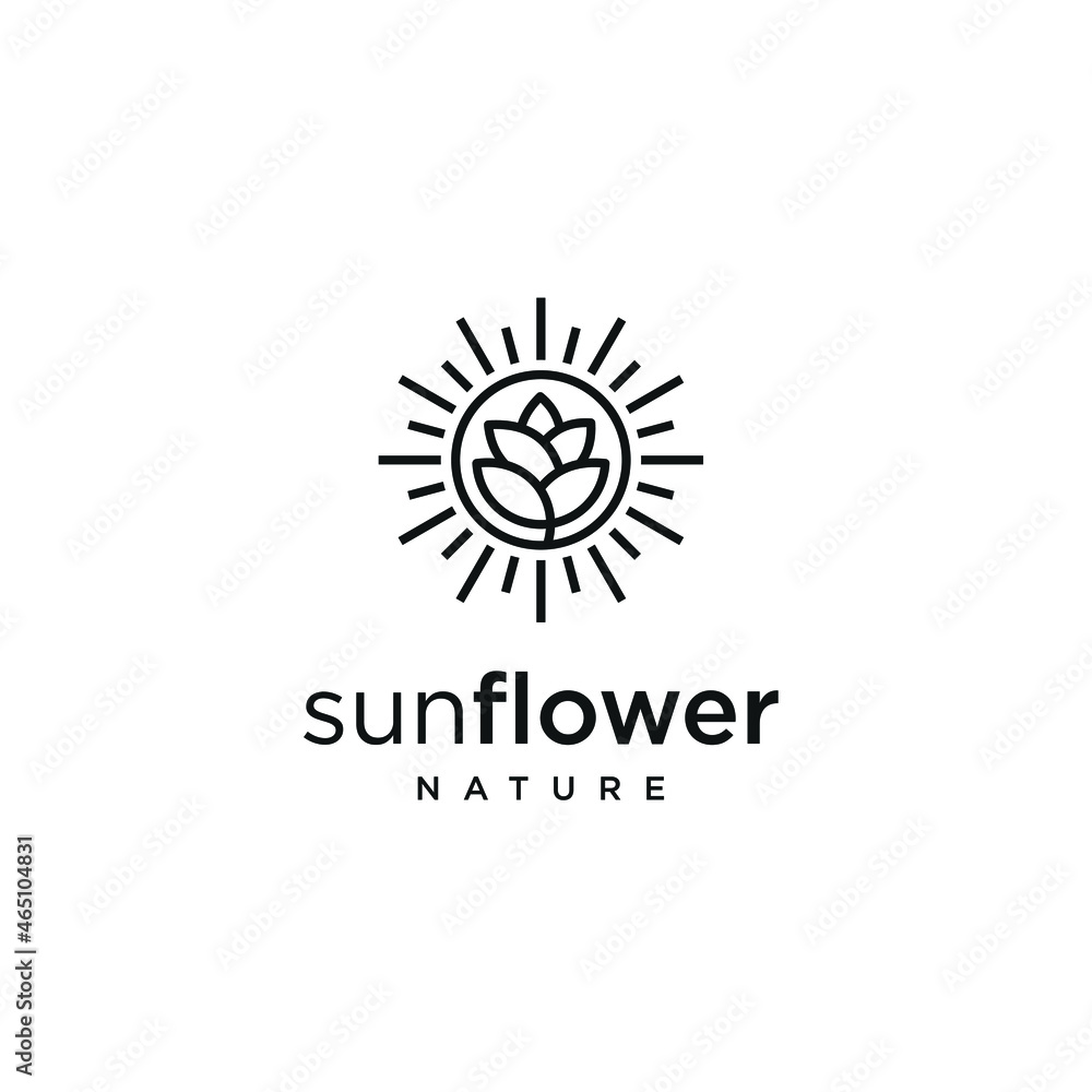 sunflower bloom logo design, icon vector to download