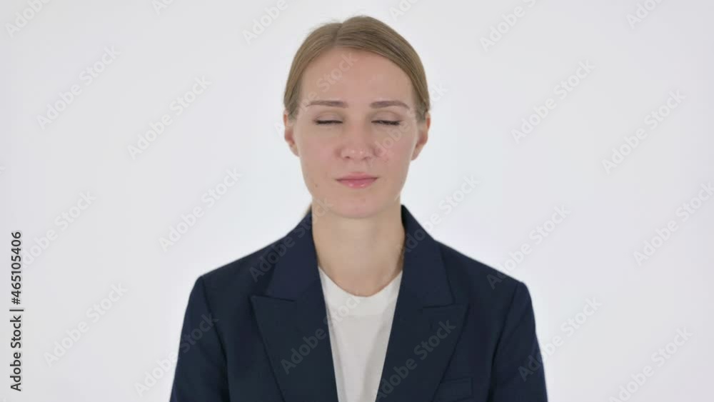 Serious Young Businesswoman Looking at the Camera on White Background Serious Young Businesswoman Looking at the Camera on White Background