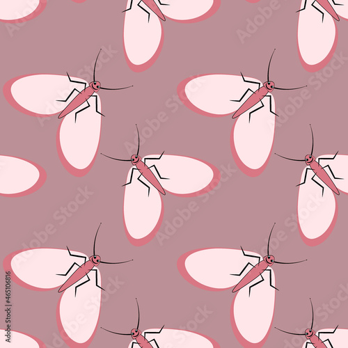 Illustration on a square background - stylized moths - graphics. Summer, insects, unbearable ease of life