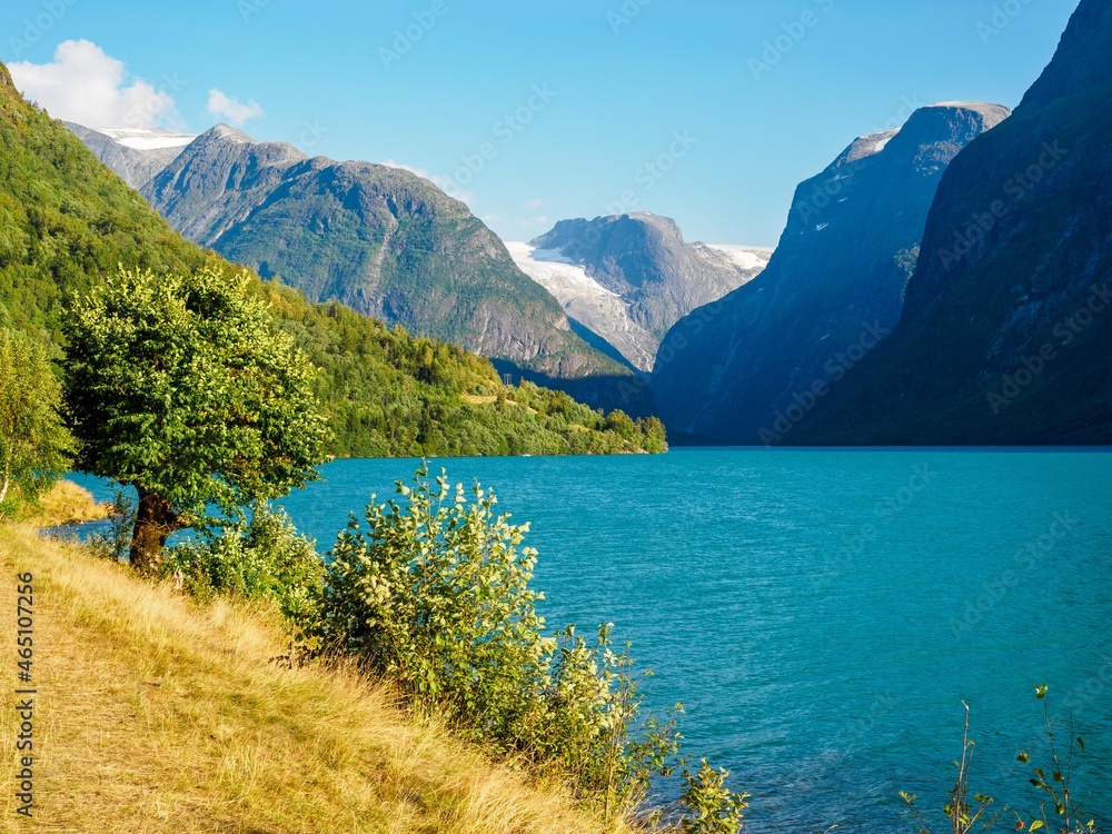 Lovatnet Lake with Bodalsbreen at background, Norway Lovatnet Lake with Bodalsbreen at background, Norway