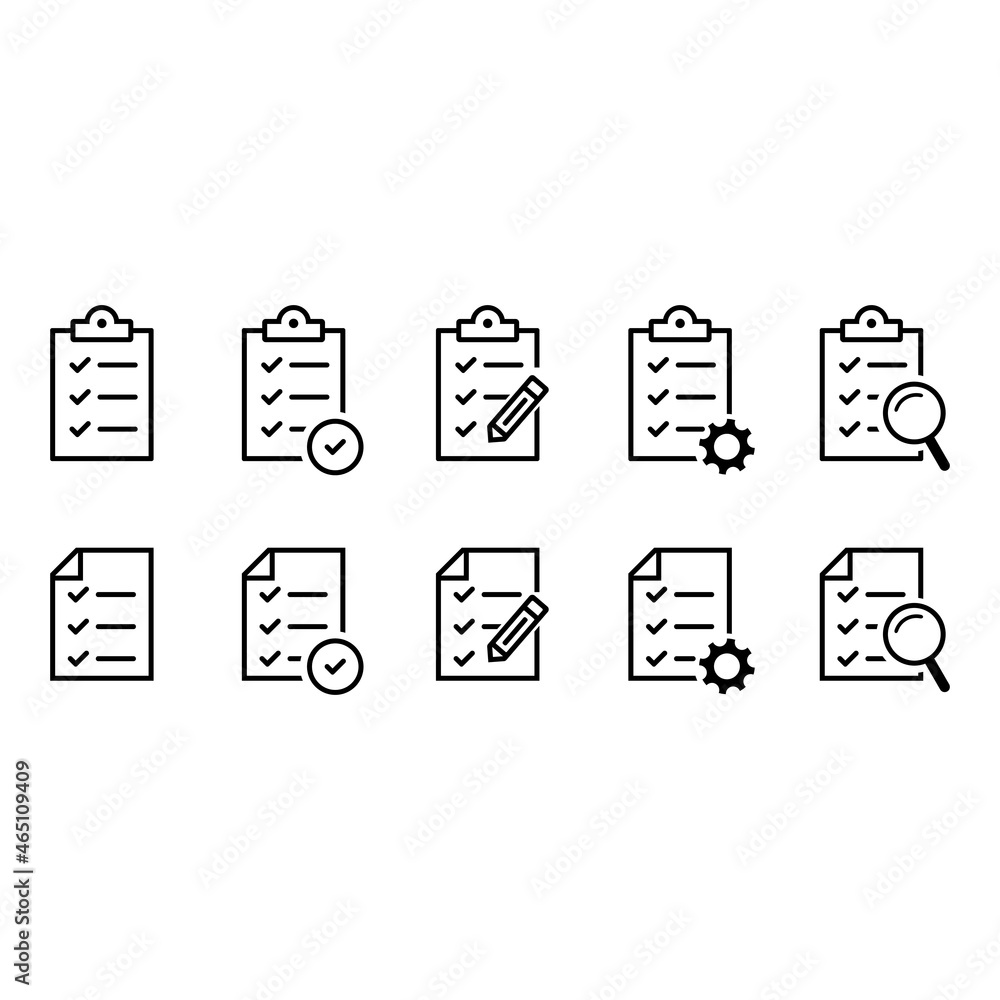 Clipboard Icons and Paper Icons, Document Icons, Vector