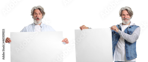 Set of mature man with blan...