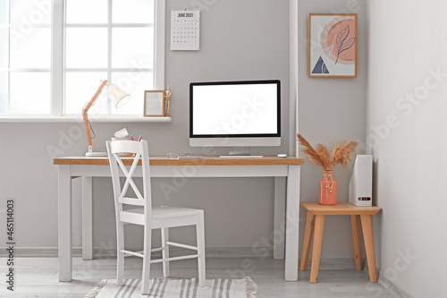 Modern workplace with blank...