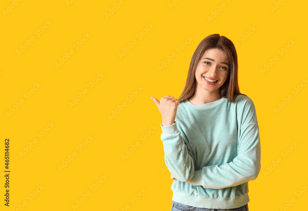 Gossiping woman on color background Gossiping woman on color background