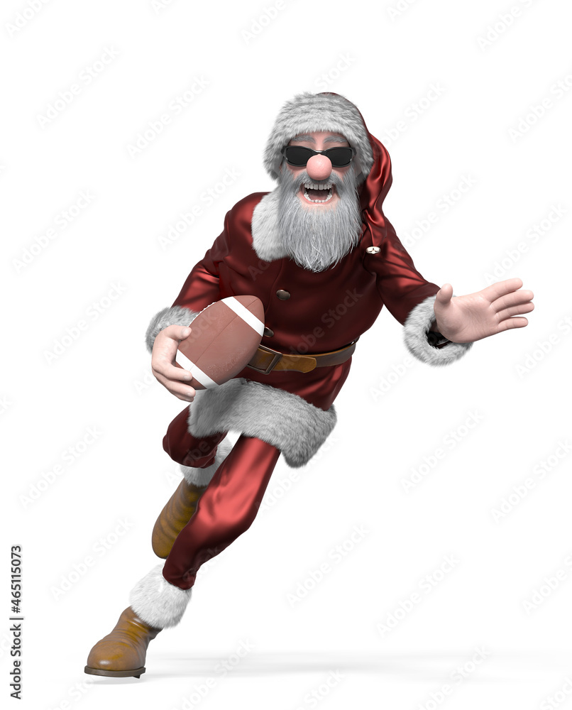 santa claus is running and playing american football santa claus is running and playing american football