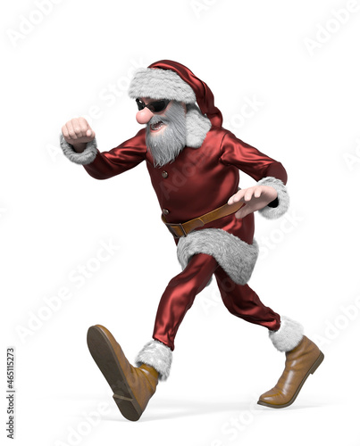 santa claus is walking very fast
