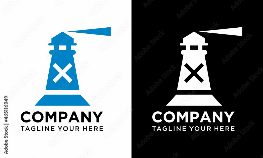 lighthouse icon design. logo and  vector template on a black and white background