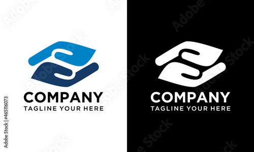 s letter hand logo design vector template on a black and white background