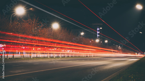 night expressway in the city center  car traffic in the city at night long exposure time