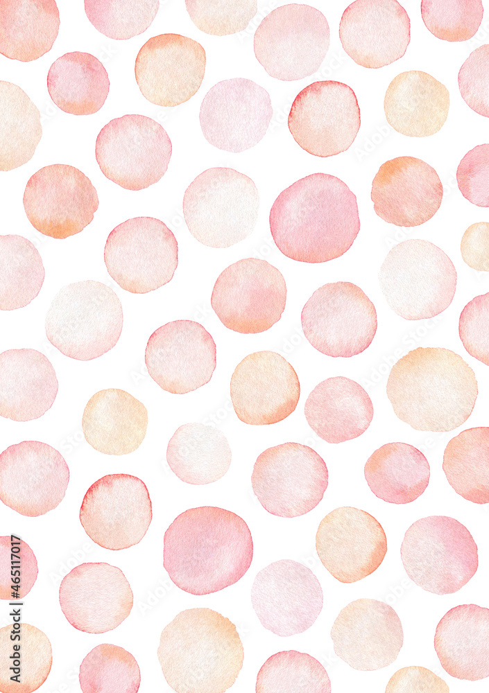 Abstract watercolor background with round spots in pastel colors. Muted pink and peach shades. Perfect for cards, invitations, covers, decorations, print. Abstract watercolor background with round spots in pastel colors. Muted pink and peach shades. Perfect for cards, invitations, covers, decorations, print.