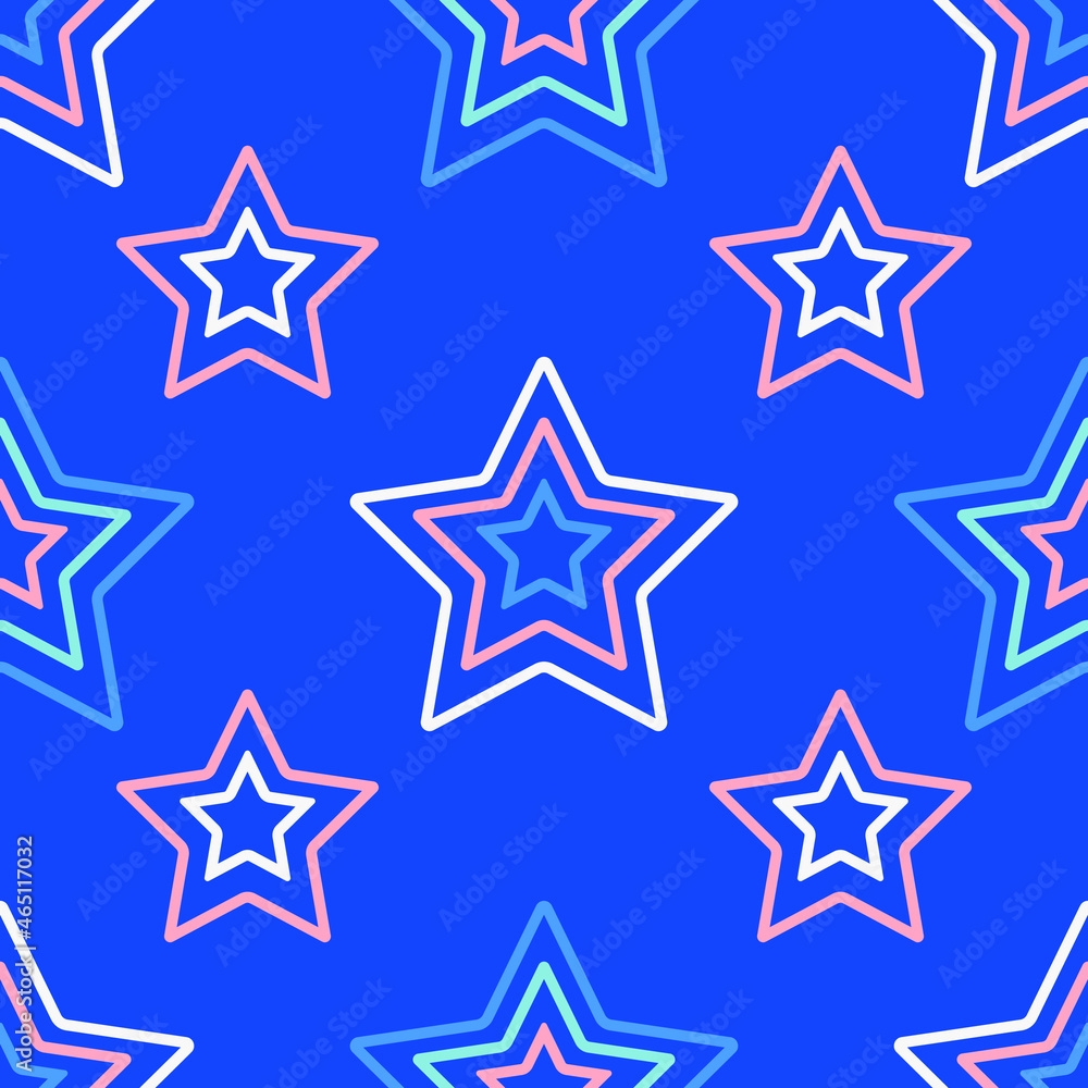 Stars on a blue background. Seamless modern pattern for textiles, paper products. Vector. Stars on a blue background. Seamless modern pattern for textiles, paper products. Vector.