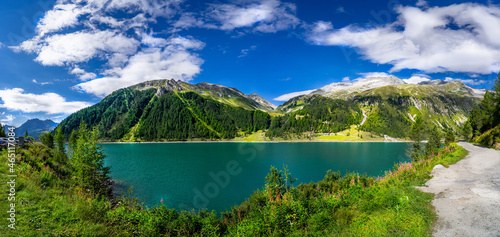 Fototapeta Naklejka Na Ścianę i Meble -  Hiking around the Neves Reservoir in  South Tyrol.
