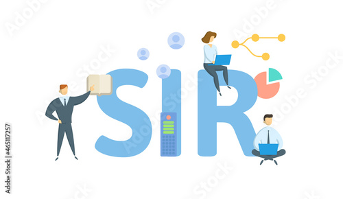 SIR, Stores Issuance Requisition. Concept with keyword, people and icons. Flat vector illustration. Isolated on white.