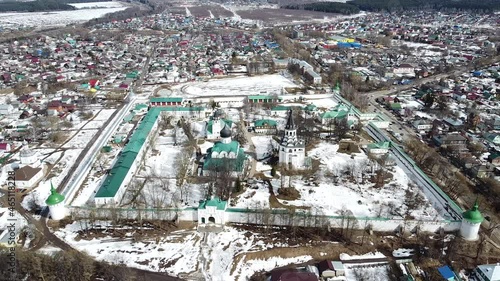 Alexandrov, Russia - 03 April 2021: Russian cities, Museum-Reserve Aleksandrovskaya Sloboda from a bird's-eye view photo