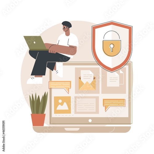 Digital ethics and privacy abstract concept vector illustration. Digital mediums behavior, internet privacy violation, secure online data protection, user information gained abstract metaphor.