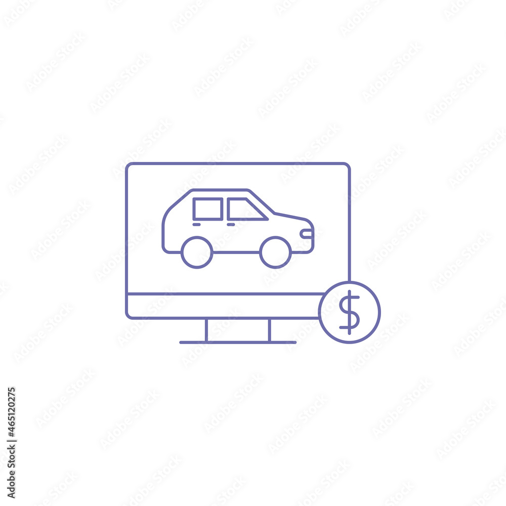 Online car sell outline icon vector