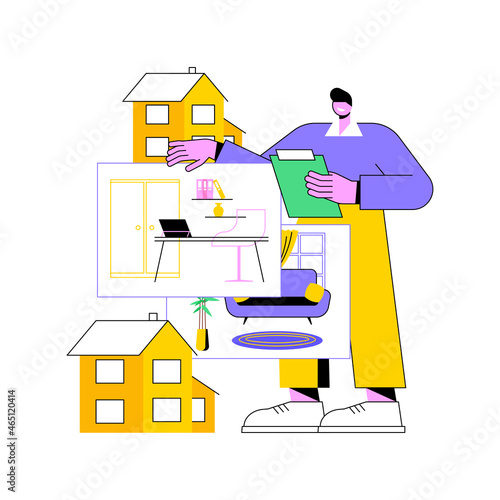 Real estate photography abstract concept vector illustration. Property photography services, realty agency advertisement, house preparation, photo editing, online listing abstract metaphor. photo