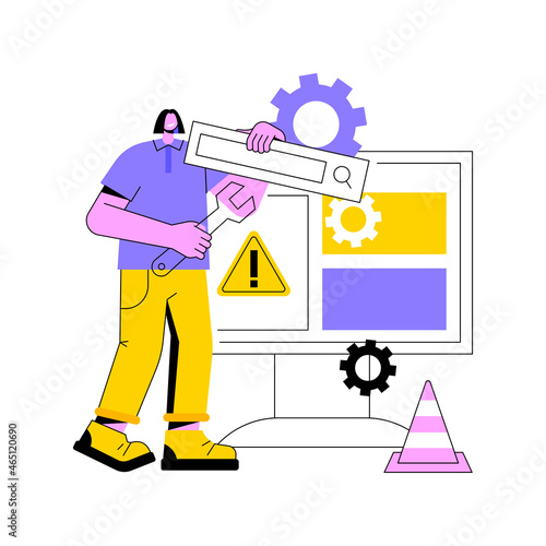 Website maintenance abstract concept vector illustration. Website service, webpage seo maintenance, web design, corporate site professional support, security analysis, update abstract metaphor.
