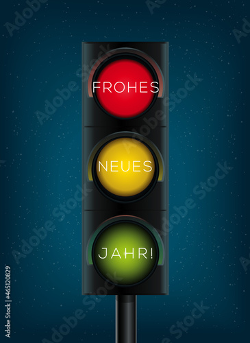 Grußkarte Ampel Rot, Gelb, Grün Neujahrskarte