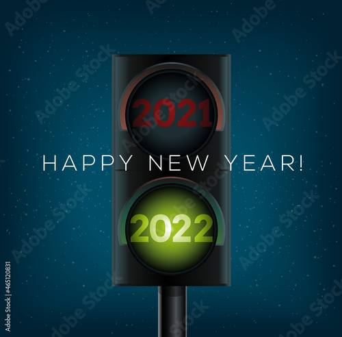 Grußkarte Happy New Year  Ampel 2021 und 2022 Neujahrskarte