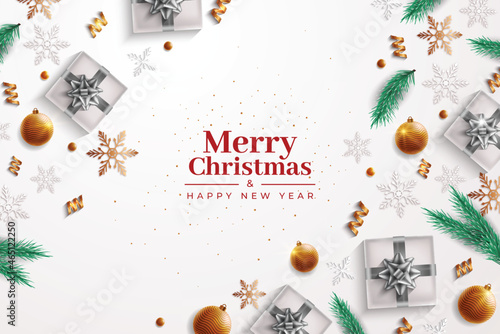 christmas background with realistic decoration vector design illustration
