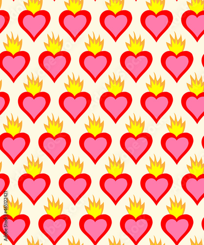 Sacred heart seamless pattern vector art.