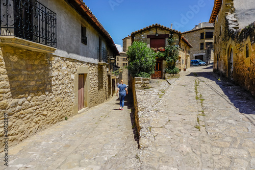 woman enjoying a walk through the town of Sos del Rey Catolico