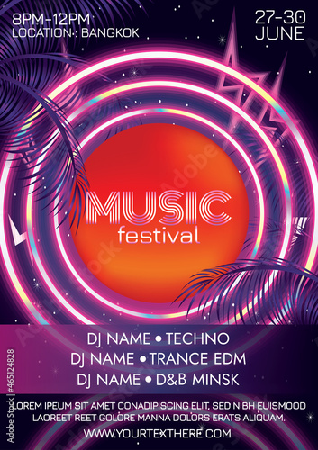 music festival poster for night party
