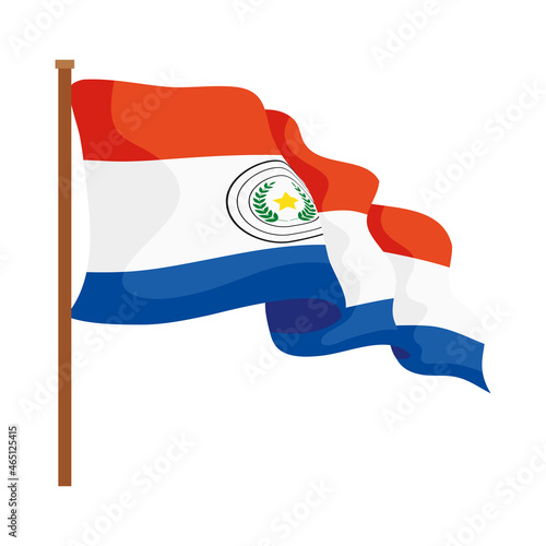 Paraguay flag waving in pole