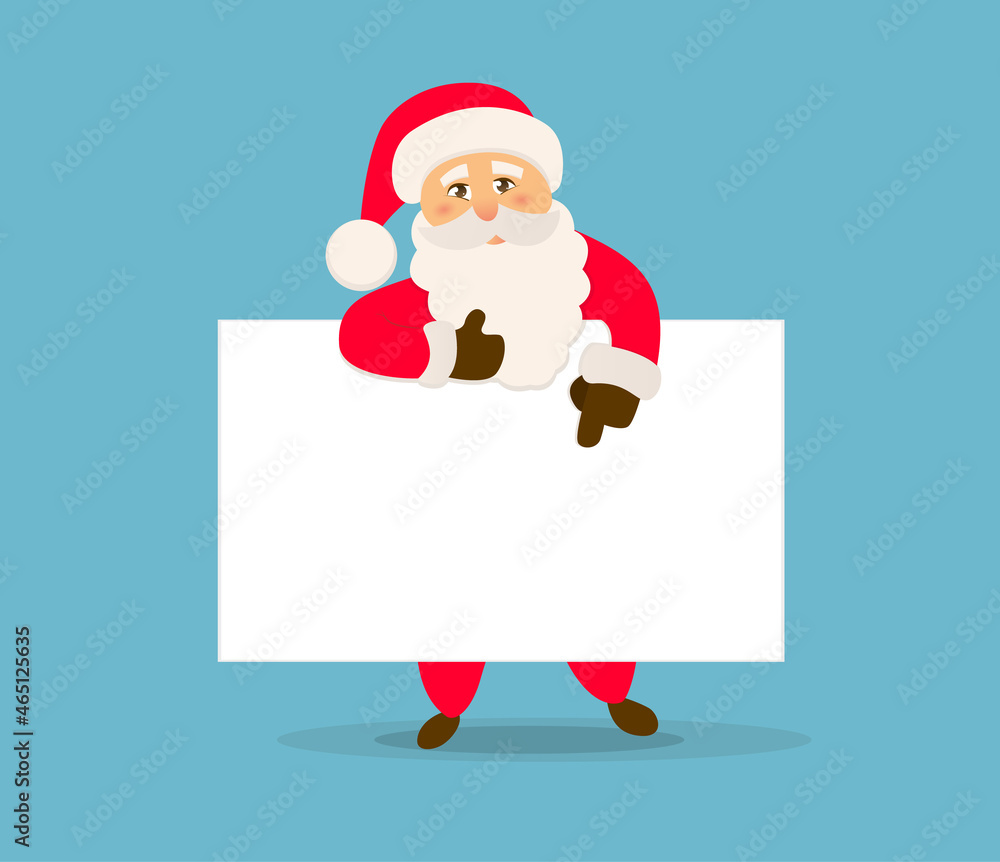 Santa Claus with a big banner. Christmas sale banner. Vector illustration Santa Claus with a big banner. Christmas sale banner. Vector illustration
