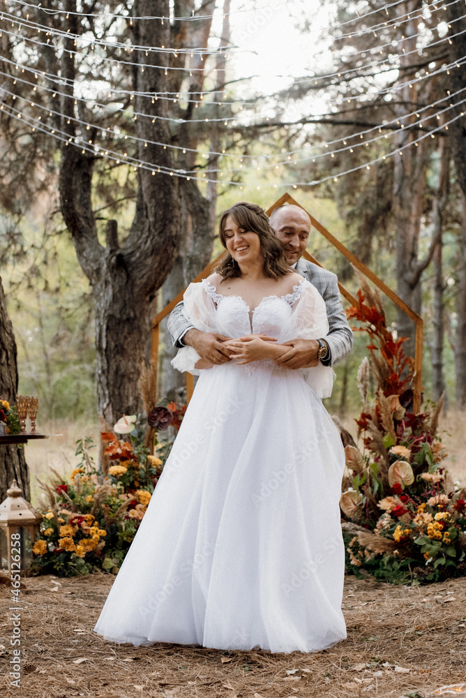 man and woman got engaged in autumn forest man and woman got engaged in autumn forest