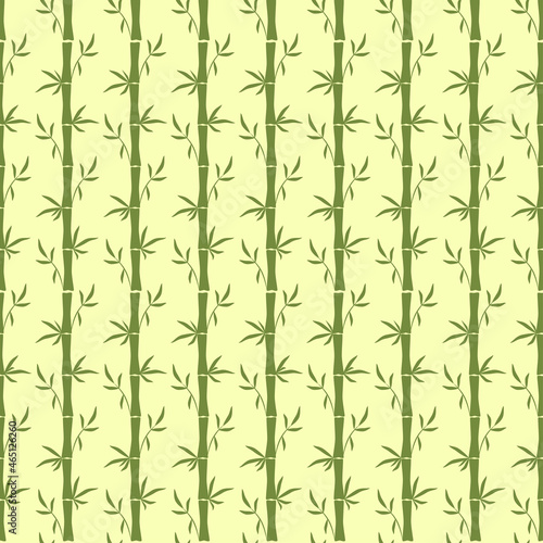 Bamboo stem seamless pattern Green leaves Vector illustration Print on paper  fabric  ceramic 